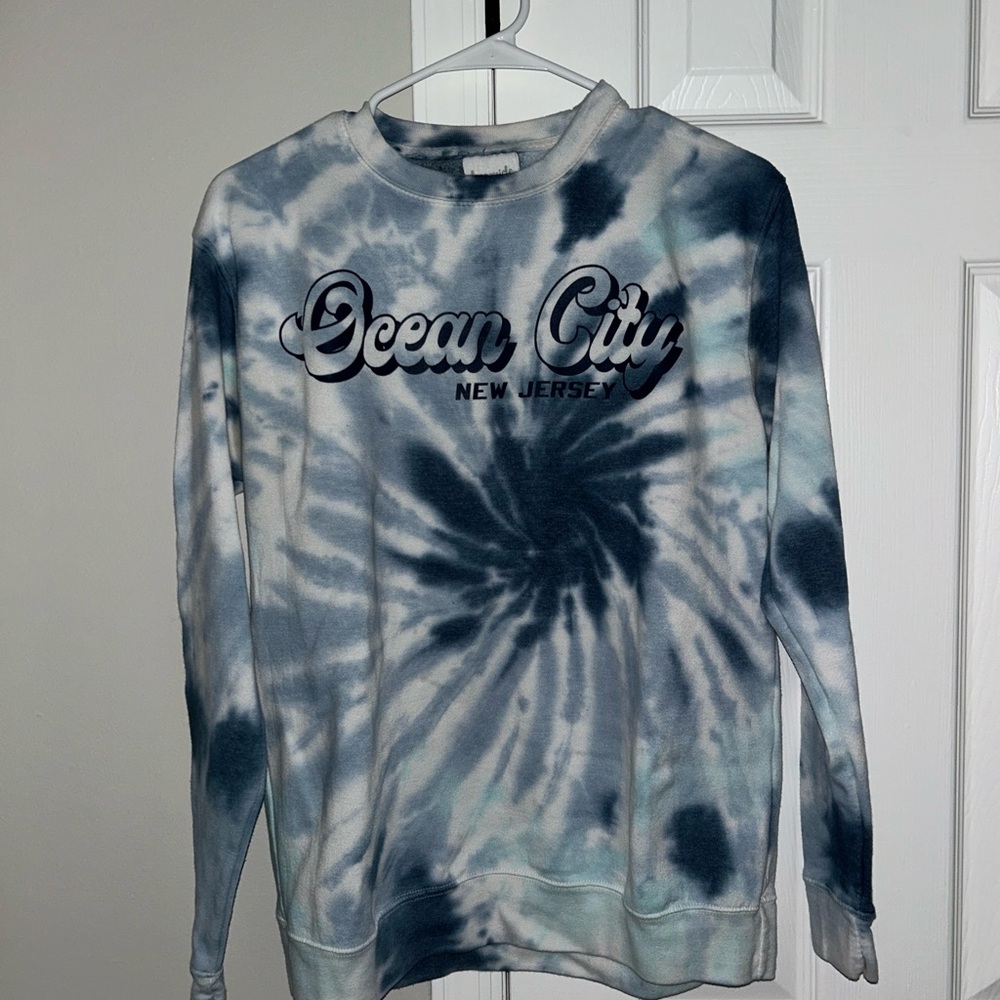Ocean City, NJ Blue and White Tie-Dye Sweatshirt